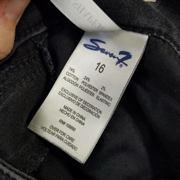 Seven7 Women's Booty Shaper Straight Leg Jeans Black 16 5-Pocket Dark Wash - Picture 14 of 16